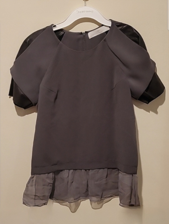 Thakoon Tops - ❤️ THAKOON ADDITION LAMBS LEATHER AND SILK PEPLUM FLUTTER HEM TOP, 4